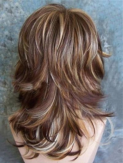 12 Inches Layered Wavy Mixed Red Synthetic Hair Capless Wigs