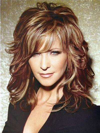 12 Inches Layered Wavy Mixed Red Synthetic Hair Capless Wigs