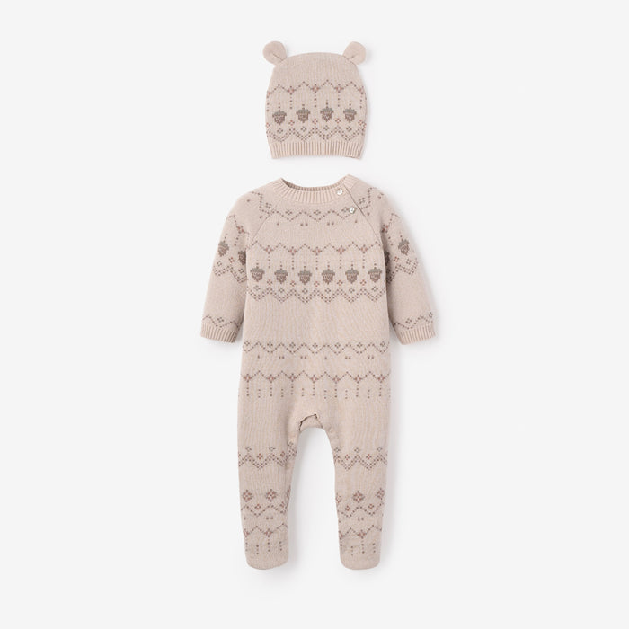 Acorn Fairisle Jumpsuit + Hat Set 2pc