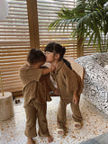 Alex Terry Kids Shirt / Chocolate - Sun Peony Coconut