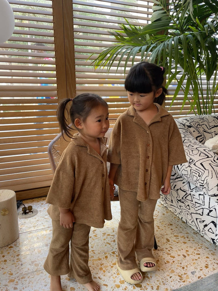 Alex Terry Kids Shirt / Chocolate - Sun Peony Coconut