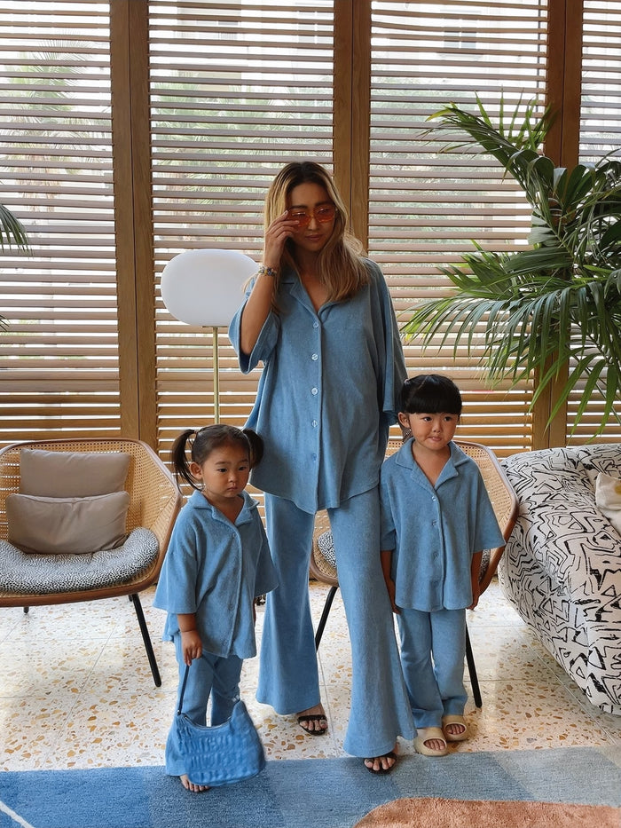 Alex Terry Kids Shirt / Dawn Blue - Sun Peony Coconut