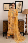 NAQSHI Anasia reddish orange embroidered lawn 3-piece outfit with straight cambric trousers and crinkle dupatta from Seran Lawn Cambric collection