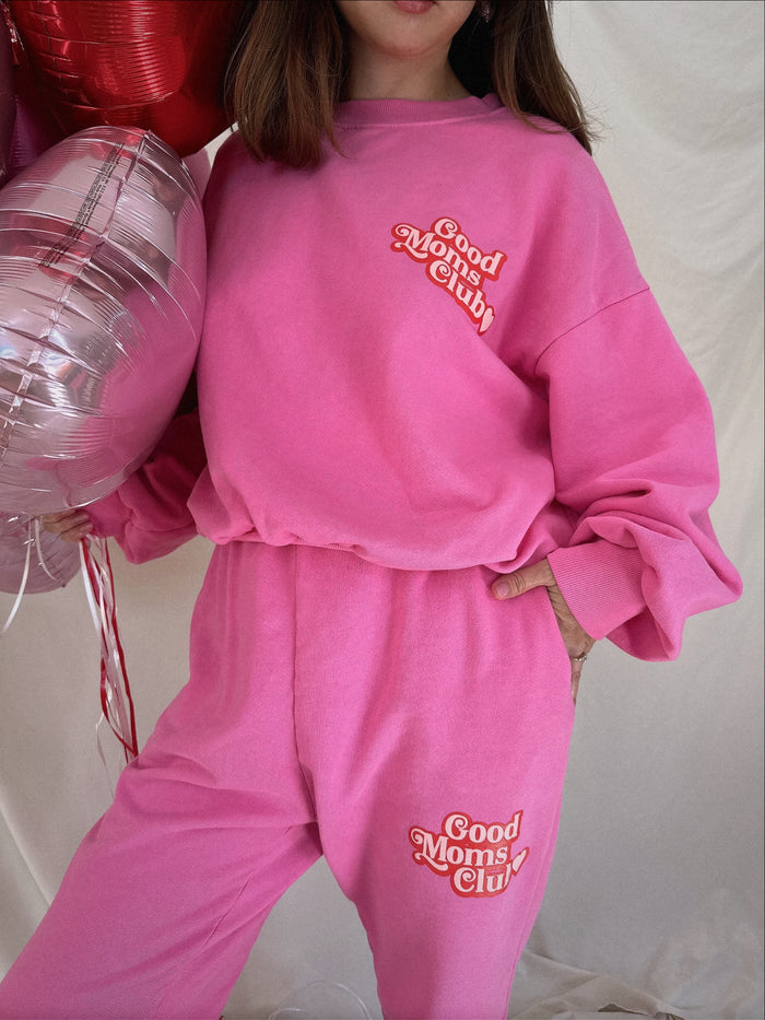Be My Love Good Moms Club Sweatpants Pink - Sun Peony Coconut