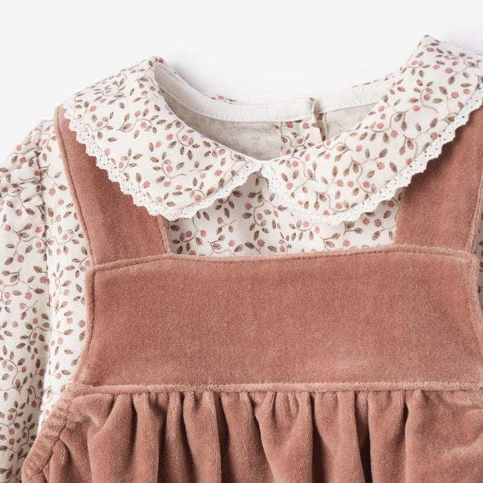 Berry Vines Top + Velveteen Overall Bubble
