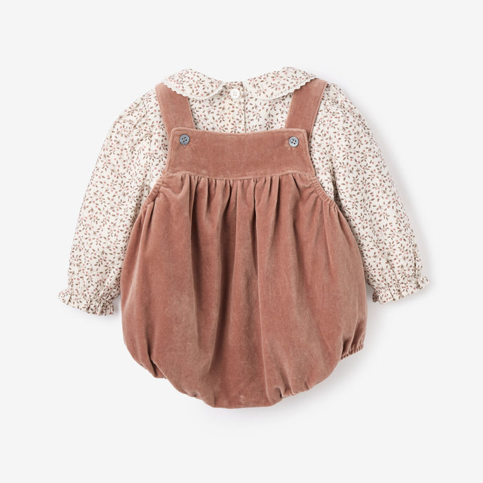Berry Vines Top + Velveteen Overall Bubble