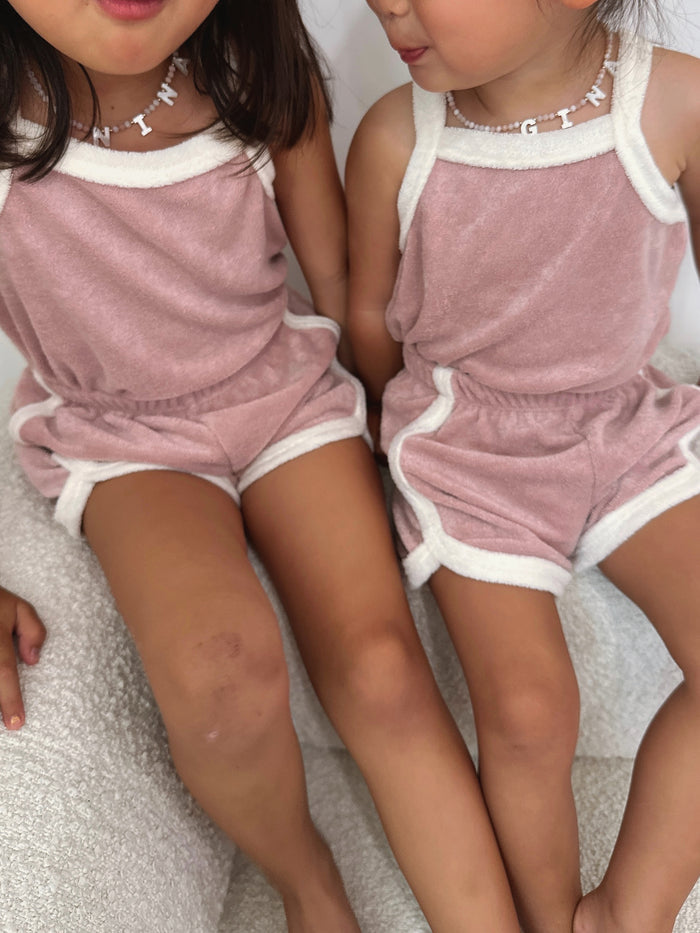 Billie Terry Top + Shorts Set Pink - Sun Peony Coconut