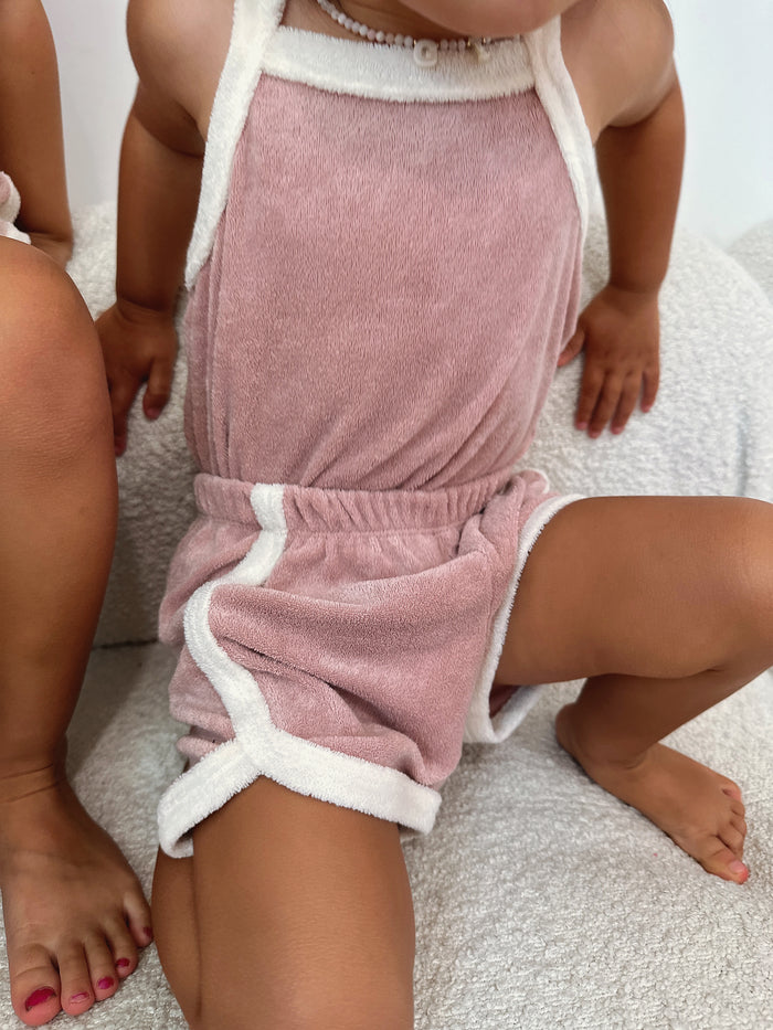Billie Terry Top + Shorts Set Pink - Sun Peony Coconut