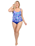 "Leafy garden sorbet" print blouson tankini