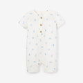 Blue Safari Print Organic Cotton Baby Romper