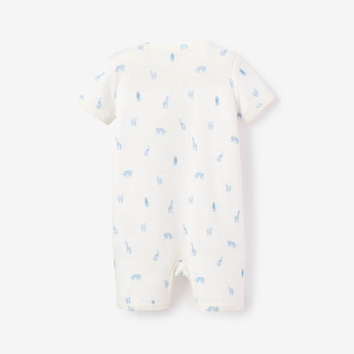 Blue Safari Print Organic Cotton Baby Romper