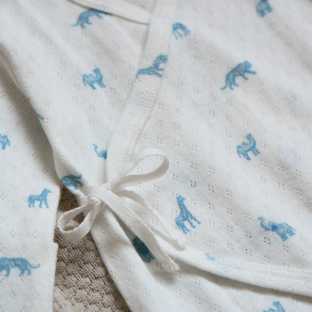 Blue Safari Print Organic Cotton Pointelle Layette 2 Pc Gift Set