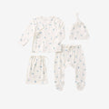 Blue Safari Print Organic Cotton Pointelle Layette 3 Pc Gift Set