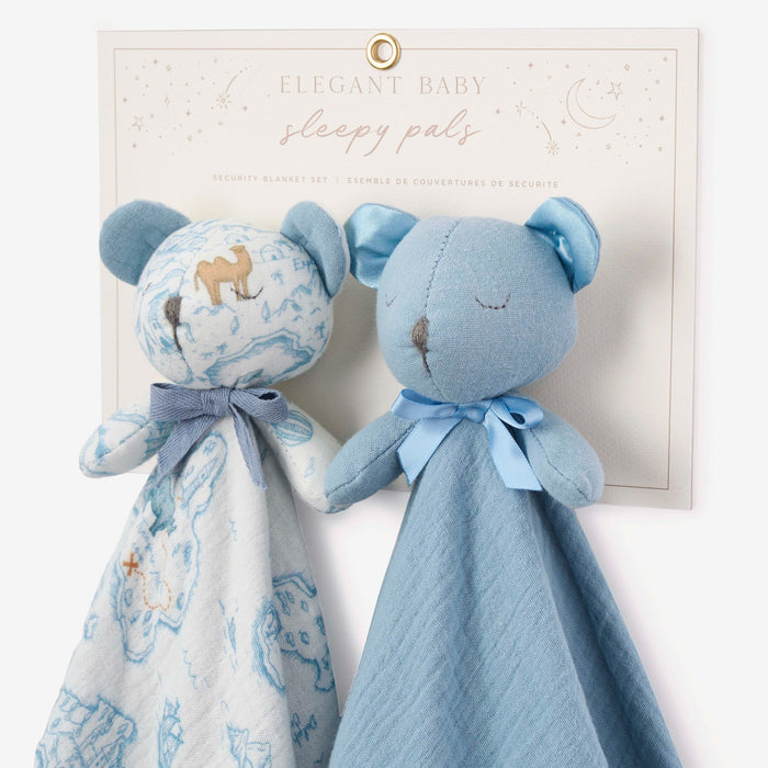 Blue "Sleepy Pals" Organic Security Blanket Set