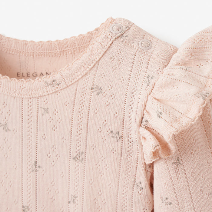 Blush Floral Organic Cotton Pointelle Baby Jumpsuit