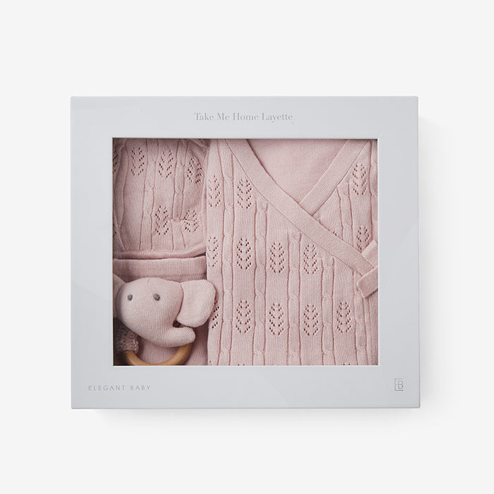 Blush Pink Baby Layette Set w. Box