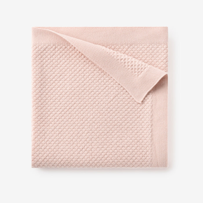 Blush Textured Knit Blanket + Bunny Ring Rattle Gift Set