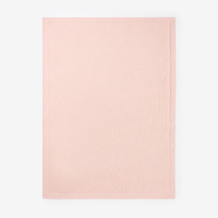 Blush Textured Knit Blanket + Bunny Ring Rattle Gift Set