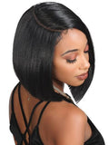 Bob Short Straight Black Synthetic Hair 6-Inch Half Moon Wigs