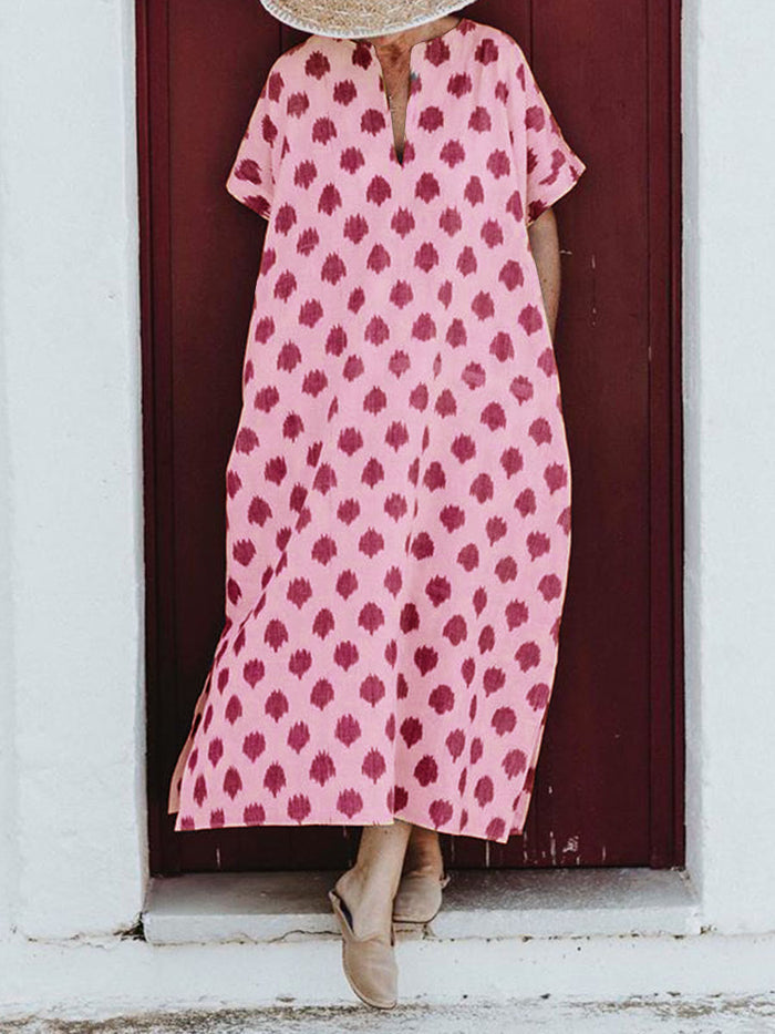 BohemianCasualVintageV-NeckLongDress