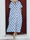 BohemianCasualVintageV-NeckLongDress
