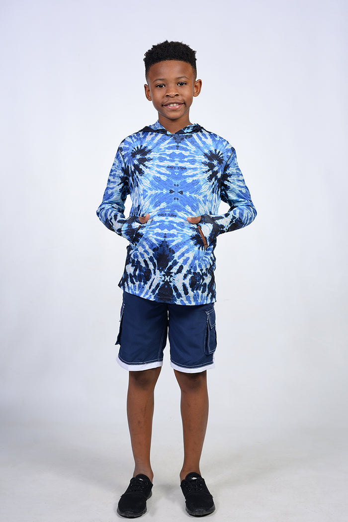 Blue tie dye hoodie shirt