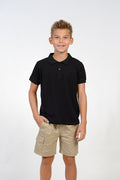 Black short sleeve polo shirt