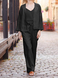 Casual Camisole Long-sleeved Top and Trousers Three-piece Suit