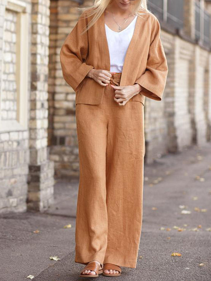 Casual Camisole Long-sleeved Top and Trousers Three-piece Suit