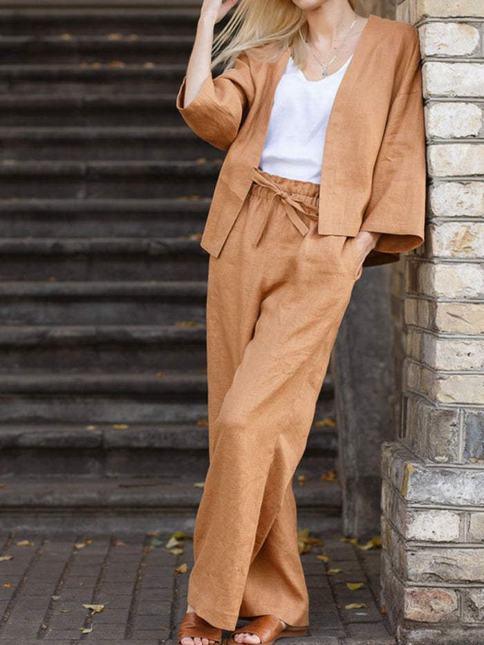 Casual Camisole Long-sleeved Top and Trousers Three-piece Suit