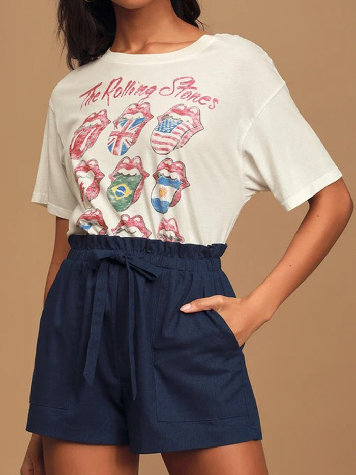 Casual Cotton and Linen Lace-up Shorts