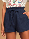Casual Cotton and Linen Lace-up Shorts