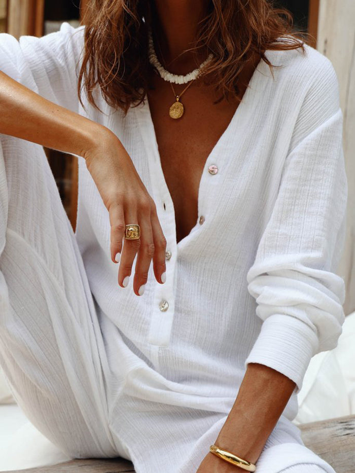 Casual Cotton Button Set