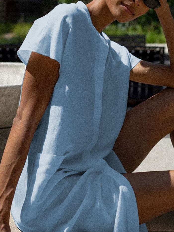 Casual Fashion Round Neck Solid Color Dress