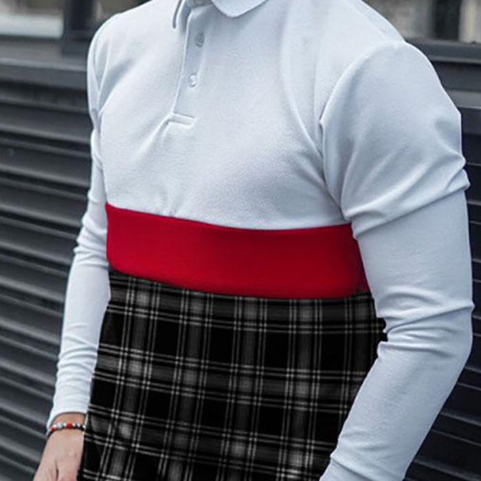 Casual Lapel Long Sleeve Patchwork T-Shirt