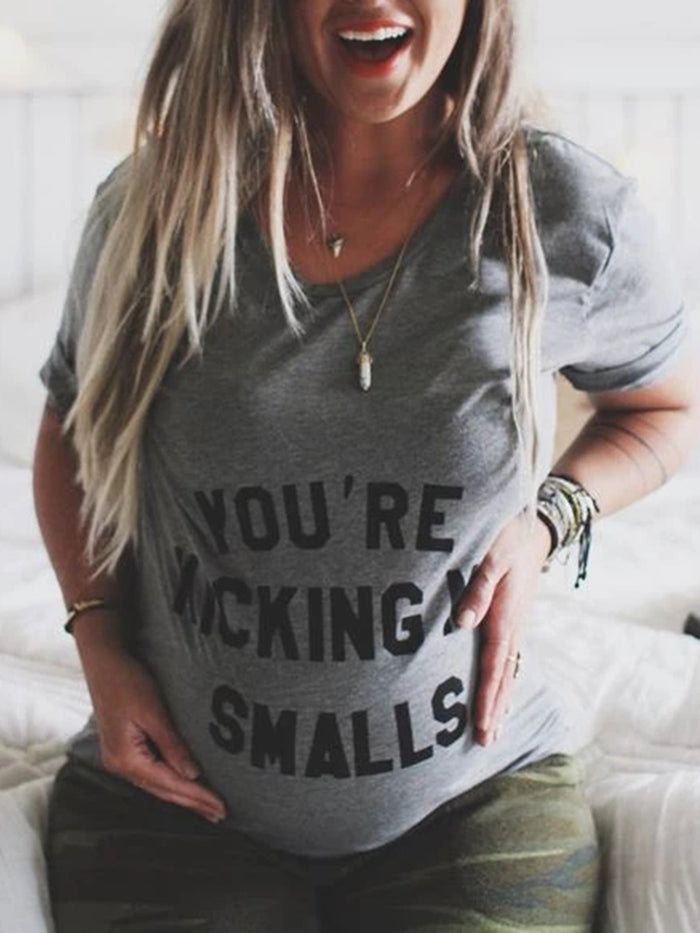 Casual Letter Printed Maternity Top