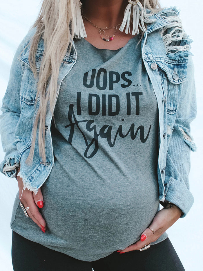 Casual Letter Printed Maternity Top