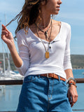 Casual Long Sleeve Button Collar Thin Blouses