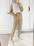 Casual Loose Color Matching Long-sleeved Two-piece Suit