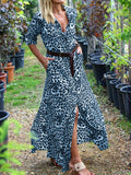 Casual Loose Leopard Long Sleeve Dress