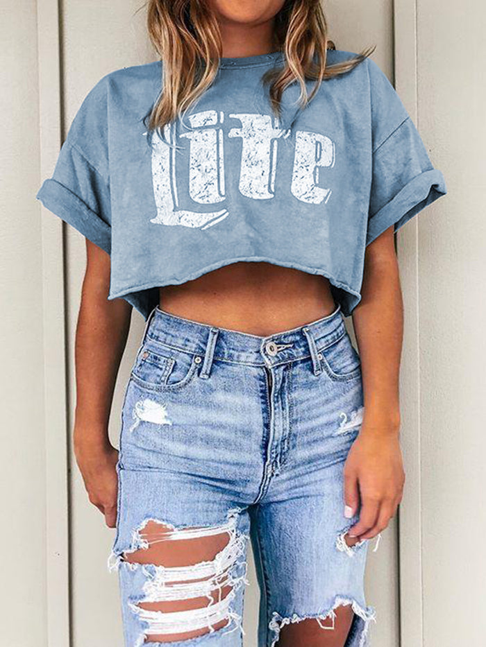 Casual Loose Letter Short Sleeve T-Shirt