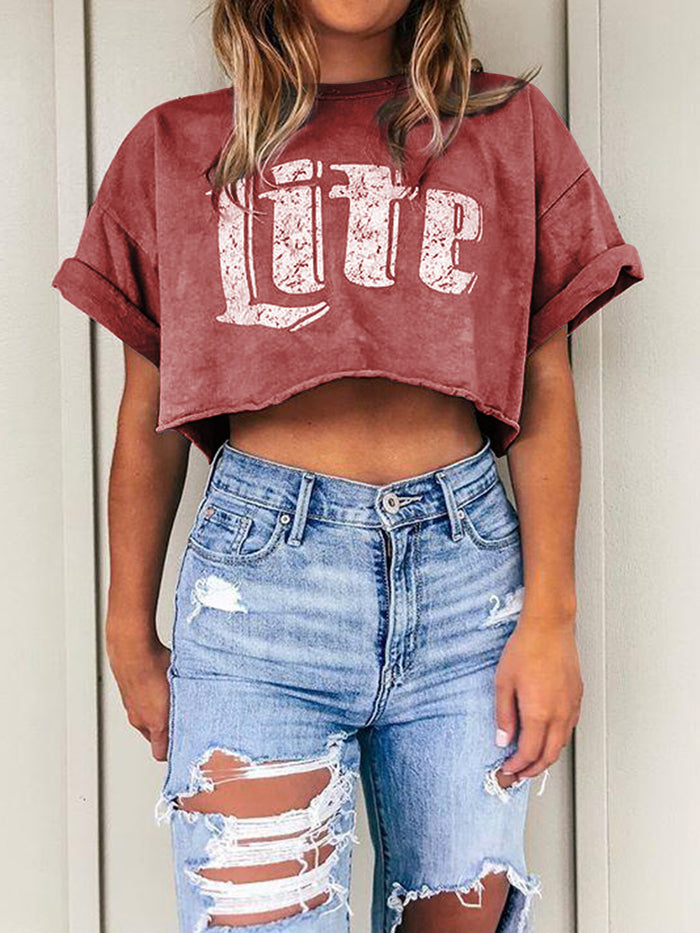 Casual Loose Letter Short Sleeve T-Shirt