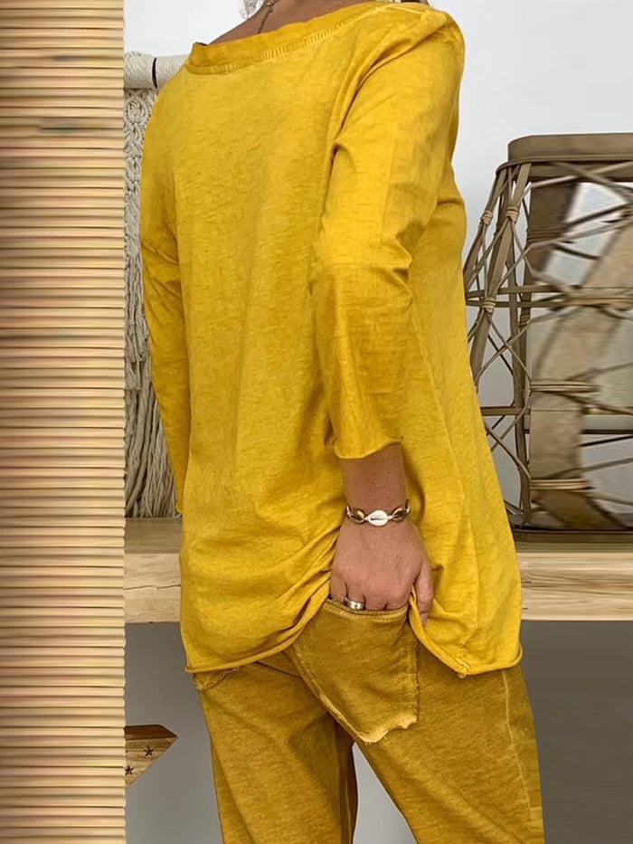 Casual Loose Long Sleeve Top Pants Suit