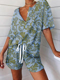 Casual Loose Printed Short Sleeve Two-piece Suit