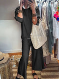 Casual Loose-sleeved Solid Color Two-piece Suit