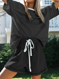 Casual Loose Striped Round Neck Two-piece Suit
