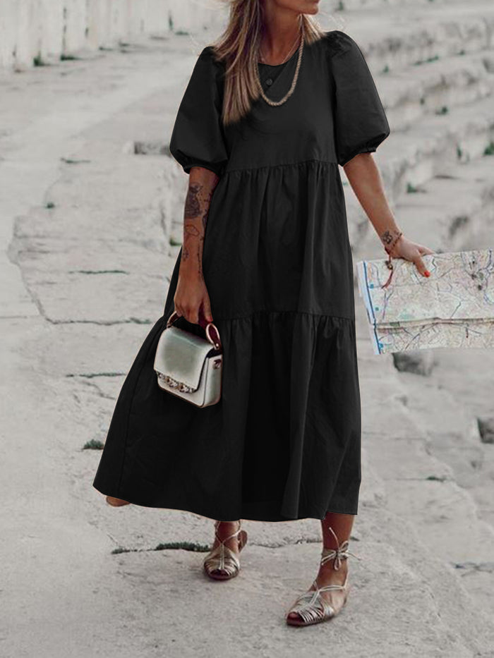 Casual Mid-length Sleeved Thin Maxi Dress