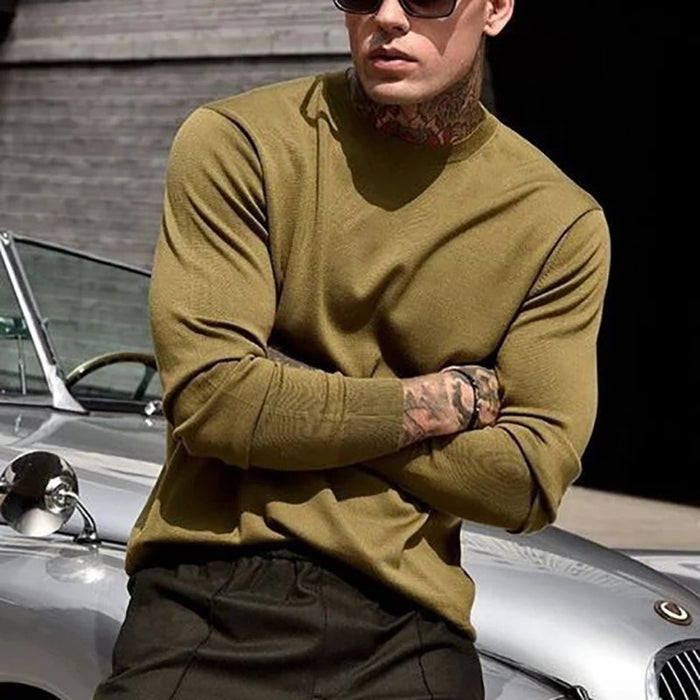 Casual Solid Color Round Neck Long Sleeve T-Shirt