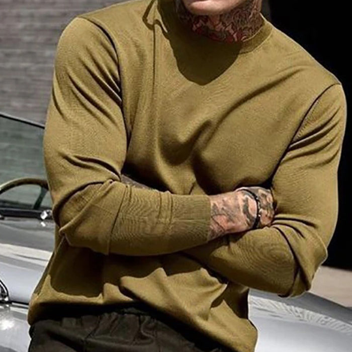 Casual Solid Color Round Neck Long Sleeve T-Shirt