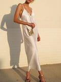 Casual Solid Color V-neck Sleeveless Camisole Dress